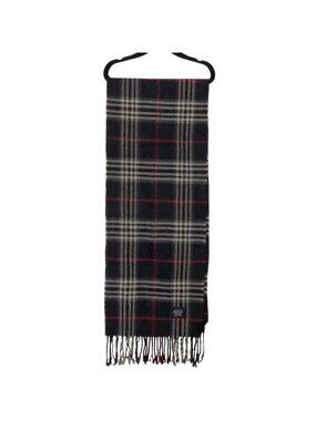 Unbranded Black Red Plaid Fringe Scarf One Size